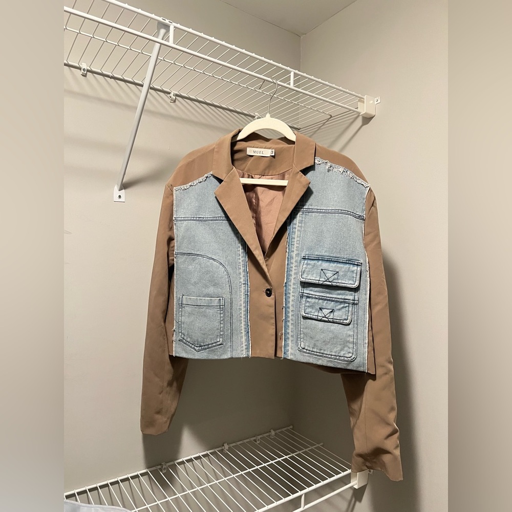 Brown and Denim Patchwork Jacket